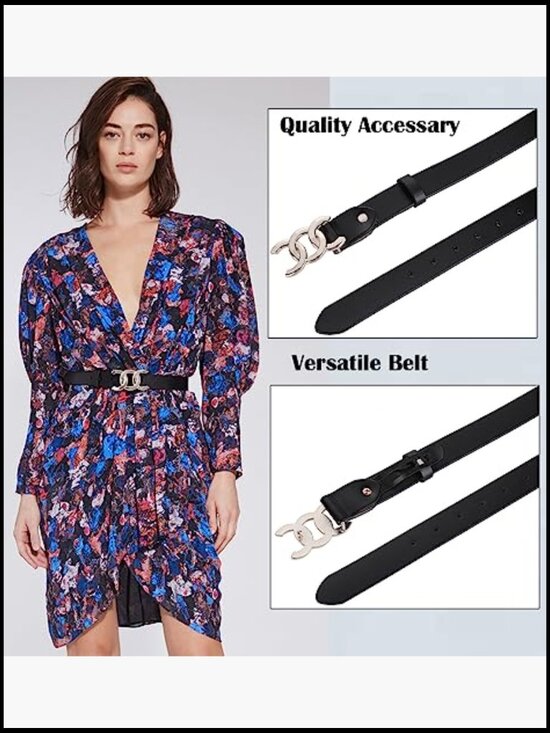 Real Leather Belt with Gold Buckle for Women Adjustable Dress Pants main image 7